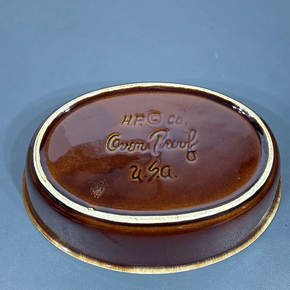 Hull Pottery Brown Drip Oval Bowl 9-3/4